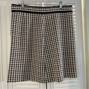 Ann Taylor Skirt Womens Size 10 Cream Black Plaid Faux Leather Trim A Line